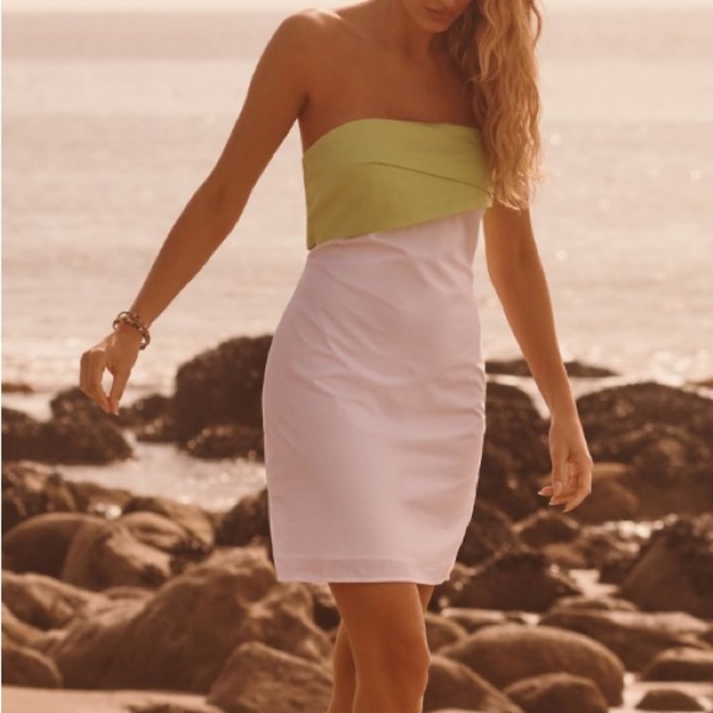 Flat White sleevelesss colorblock mini dress